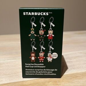 NIB Starbucks Holiday 2025 Bear Surprise Reusable Hot Cup Lid Stopper Keychain